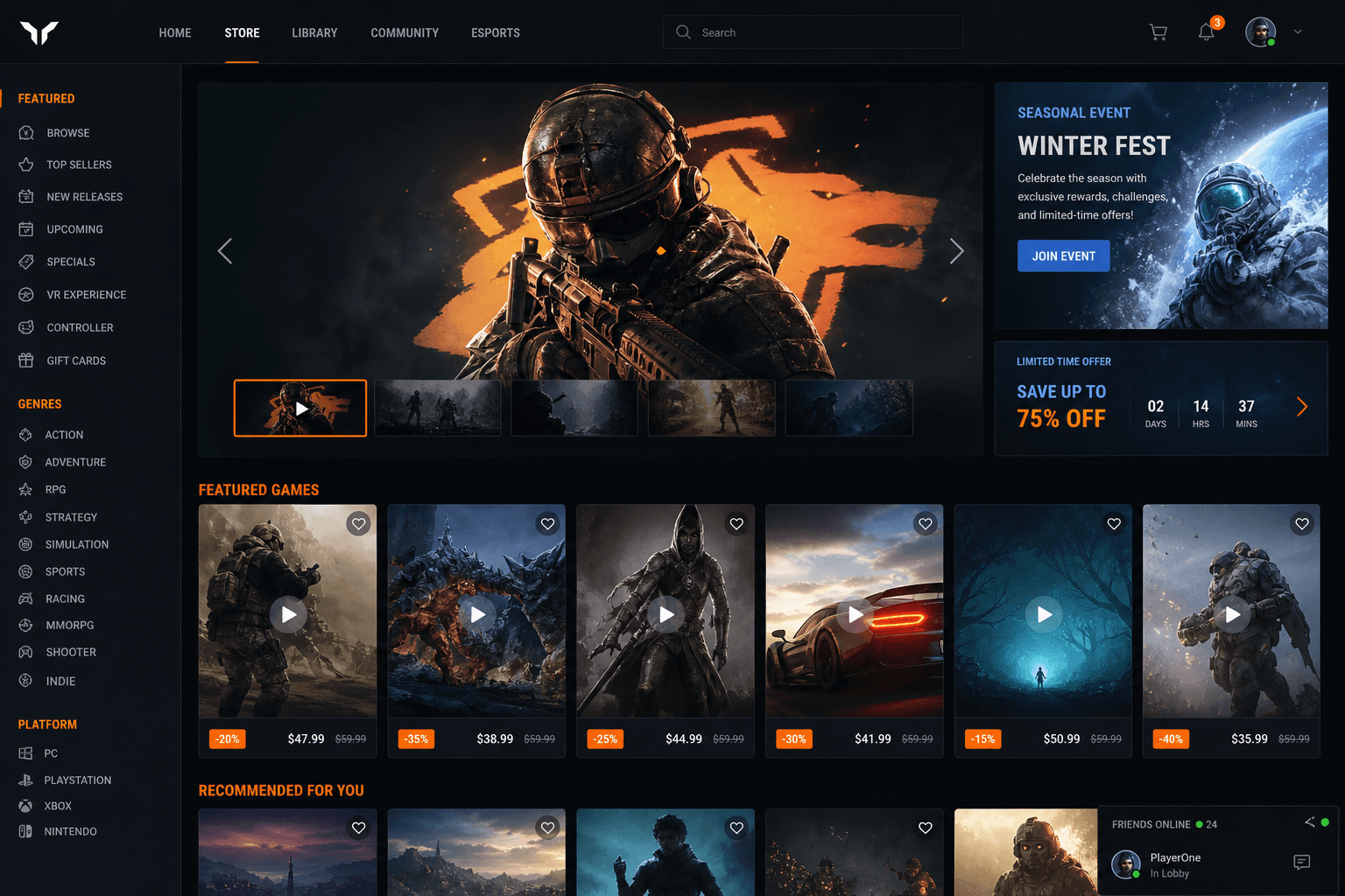 Orbit Legends game portal web showcase